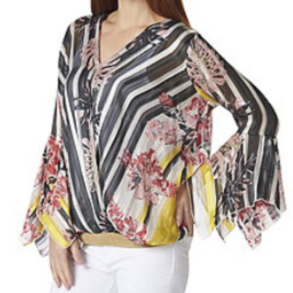 Kaktus Women's Print V-neck Top - NWT